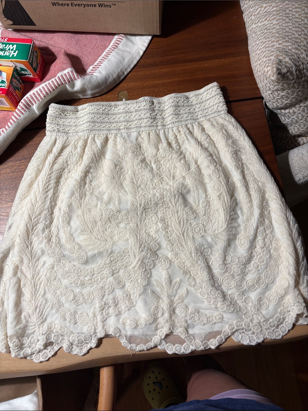 Alya Cream Lace Mini Skirt